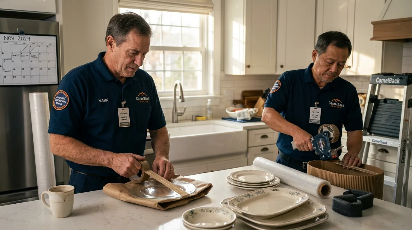 Professional crew packing kitchen dishware in Piedmont, MO